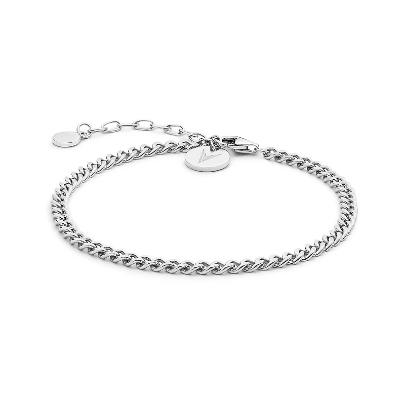 Vincero Women's Cuban Link Chain Bracelet in Stainless Steel, Adjustable 7"