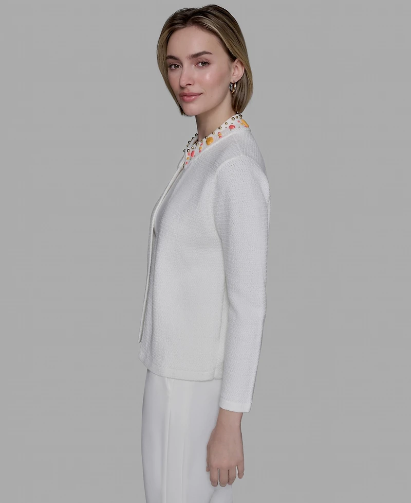 Karl Lagerfeld Paris Women's Embellished-Neck Jacket