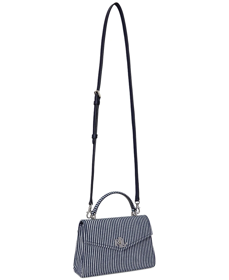 Lauren Ralph Lauren Striped Canvas Small Farrah Satchel