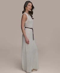 Donna Karan New York Women's Pointelle Knit Belted Dress