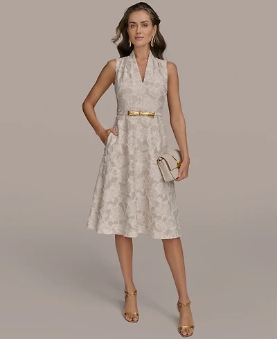 Donna Karan New York Women's Belted Jacquard Dress