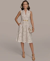 Donna Karan New York Women's Belted Jacquard Dress