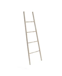 LuxenHome Rustic Birch Wood 4-Rung Blanket Ladder