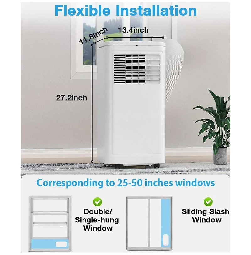 Cowsar Portable Air Conditioner 10000 Btu, 3-in-one Portable Ac with Dehumidifier & Fan, Cooling for Room up to 450 sq. ft, Eco Mode, 2 Fan Speeds, 24