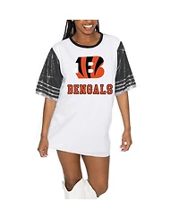 Gameday Couture Women's White/Black Cincinnati Bengals Bling It Full Sequin Jersey Dress
