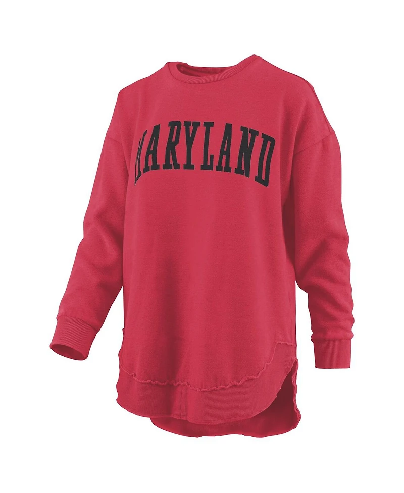 Pressbox Women's Red Maryland Terrapins Melange Poncho Vintage Fleece Long Sleeve Pullover Sweatshirt