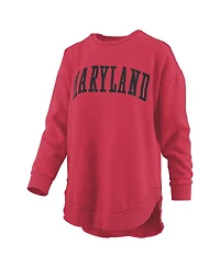 Pressbox Women's Red Maryland Terrapins Melange Poncho Vintage Fleece Long Sleeve Pullover Sweatshirt