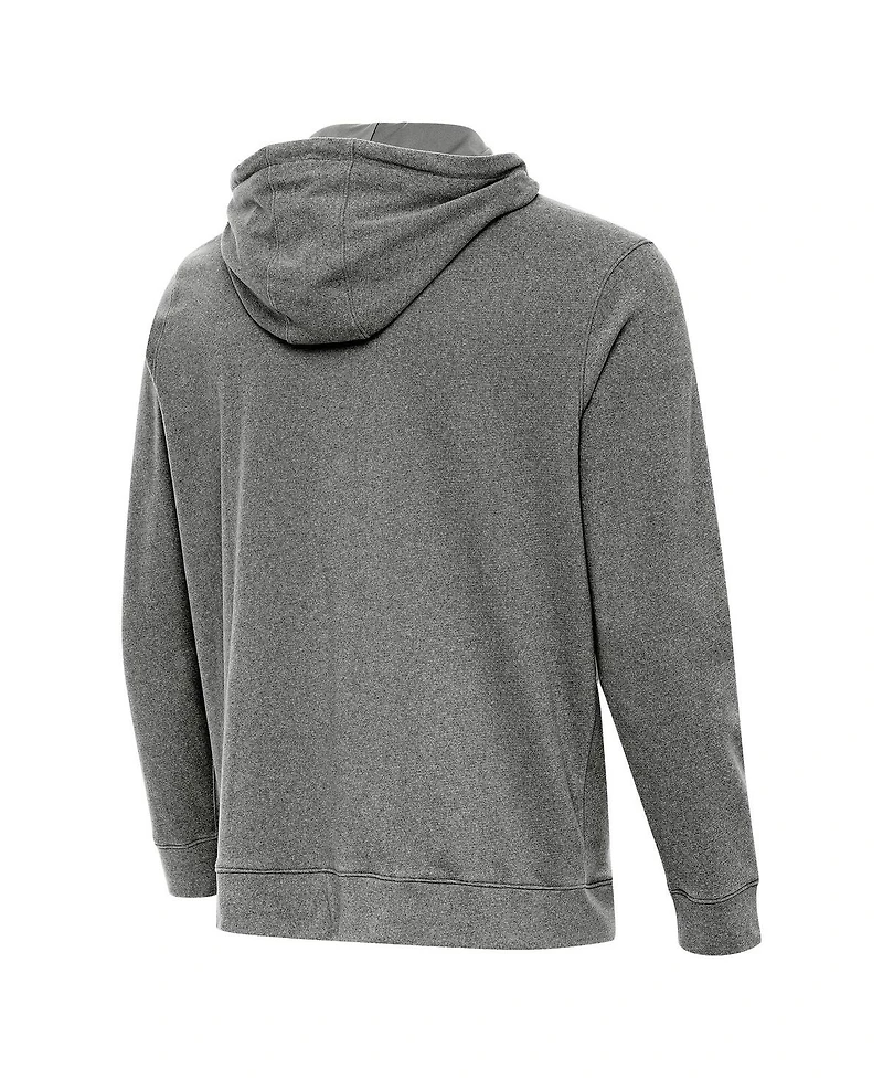 Antigua Men's Heather Charcoal Wyoming Cowboys Cloud Pullover Hoodie