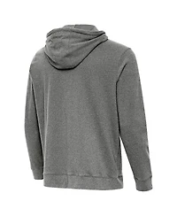 Antigua Men's Heather Charcoal Wyoming Cowboys Cloud Pullover Hoodie
