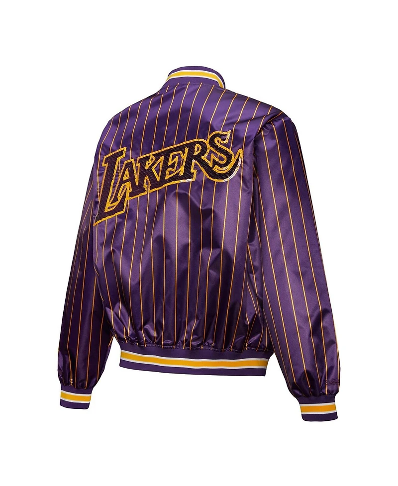 Mitchell & Ness X Dannijo Women's Purple Los Angeles Lakers Satin Full-Snap Jacket