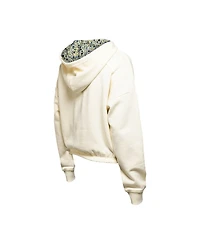 New Era Women's Cream Vegas Golden Knights Glam Game Quarter-Zip Cropped Floral Pullover Hoodie
