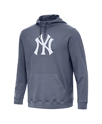Antigua Men's Heather Navy New York Yankees Cloud Pullover Hoodie