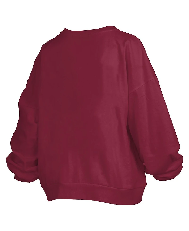 Pressbox Women's Garnet South Carolina Gamecocks Janise Arch Over Logo Waist Length Oversized Pullover Sweatshirt