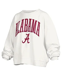 Pressbox Women's White Alabama Crimson Tide Janise Arch Over Logo Waist Length Oversized Pullover Sweatshirt