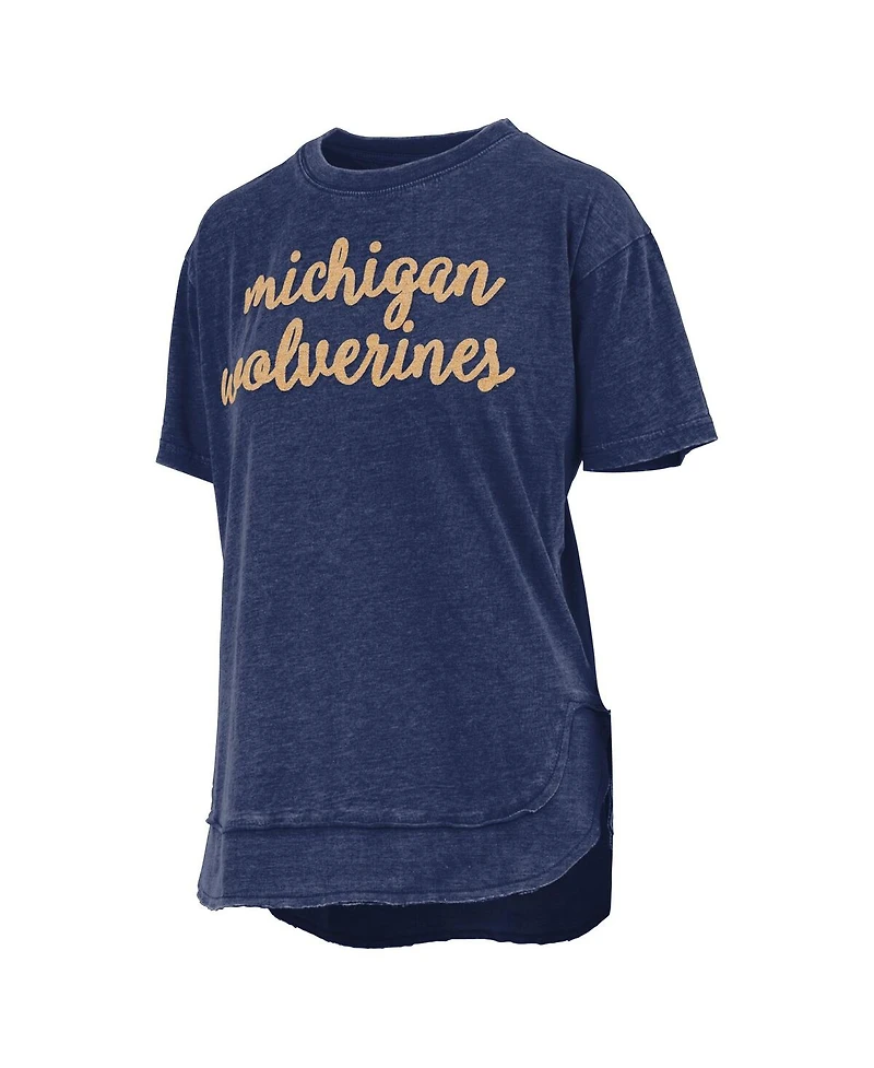 Pressbox Women's Navy Michigan Wolverines Poncho T-Shirt