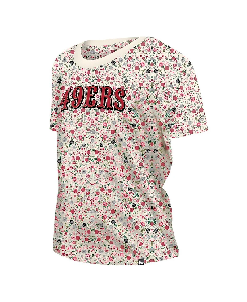 New Era Women's Cream San Francisco 49ers Glam Game Floral T-Shirt