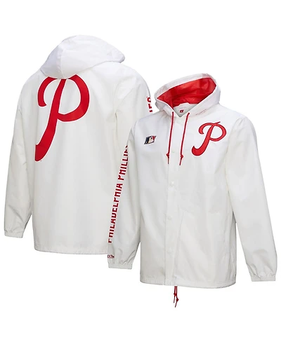 Mitchell & Ness Men's White Philadelphia Phillies Vintage Full-Snap Hooded Coaches Jacket