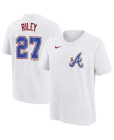 Nike Big Boy's and Girl's Austin Riley White Atlanta Braves Fuse City Connect Name Number T-Shirt