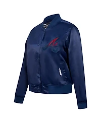 Pro Standard Women's Navy Atlanta Braves Rhinestone Satin Full-Snap Jacket
