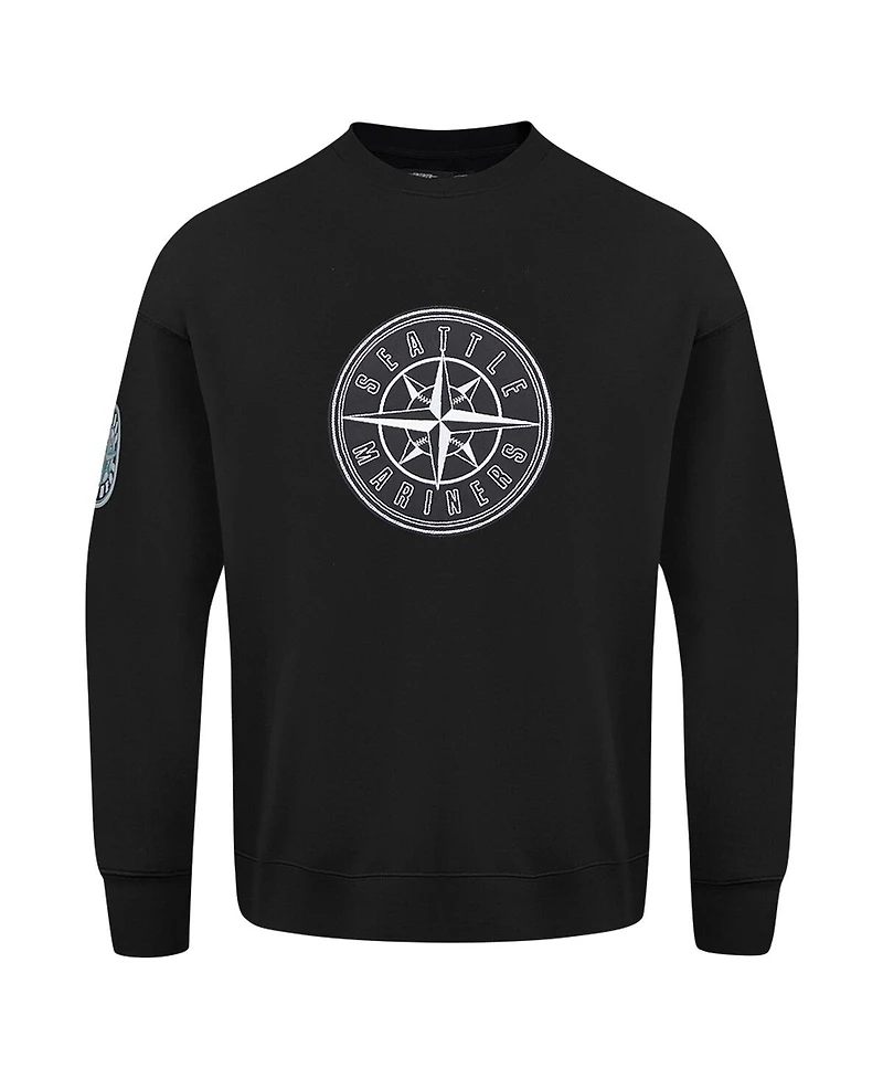 Pro Standard Men's Black Seattle Mariners Paint The City Dropped Shoulder Pullover Sweatshirt