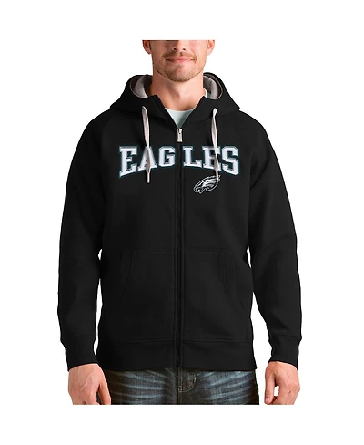 Antigua Men's Black Philadelphia Eagles Wordmark Victory Full-Zip Hoodie