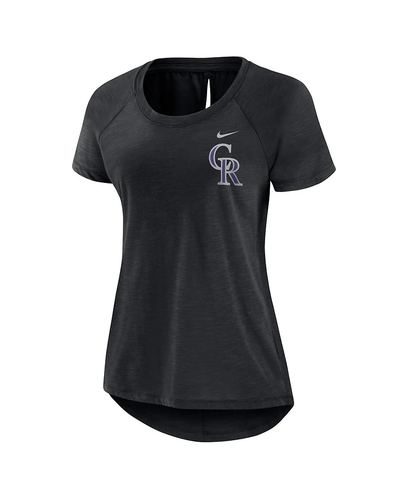 Nike Women's Heather Black Colorado Rockies Summer Breeze Raglan Fashion T-Shirt
