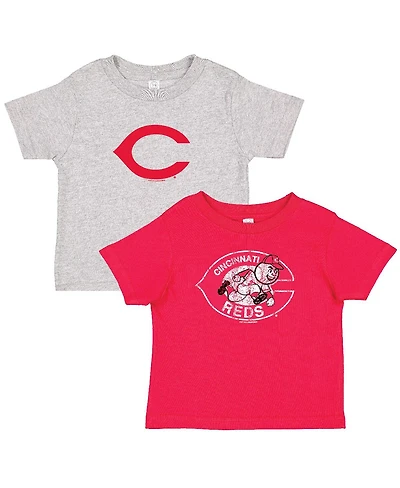 Soft as a Grape Toddler Red/Heather Gray Cincinnati Reds Cooperstown Collection T-Shirt, Set of 2