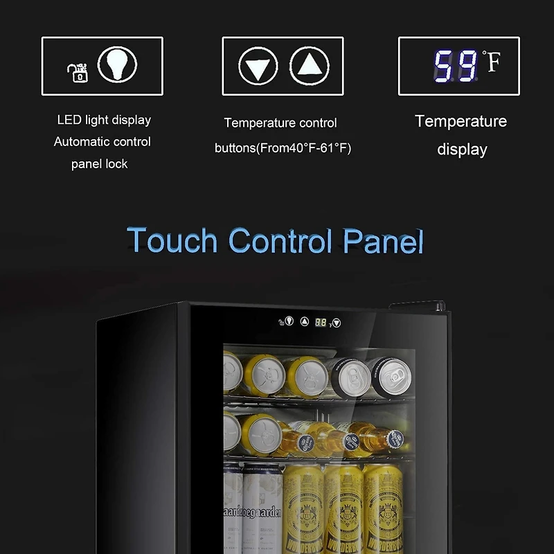 Cowsar 4.4 Cu.ft Beverage Refrigerator Cooler, 145 Can Mini Fridge Glass Door with Adjustable Shelves, Digital Temperature Display, Freestanding Small