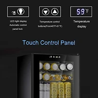 Cowsar 4.4 Cu.ft Beverage Refrigerator Cooler, 145 Can Mini Fridge Glass Door with Adjustable Shelves, Digital Temperature Display, Freestanding Small