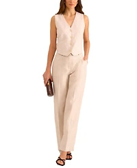 Vince Camuto Women's High-Rise Pinstriped Wide-Leg Pants