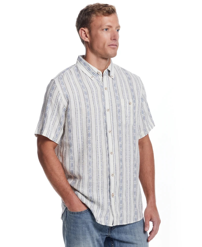 Weatherproof Vintage Men's Aztec Short Sleeve Printed Button-Down Shirt