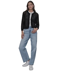 Dkny Jeans Petite Open-Stitch Cardigan