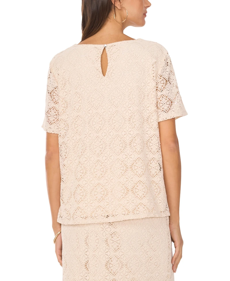 Vince Camuto Women's Crochet Short-Sleeve Blouse