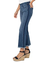Liverpool Los Angeles Petite Gia Glider Frayed-Hem Cropped Flare Jeans
