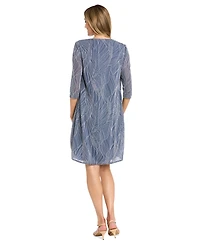 R & M Richards Women's 2.Piece Metallic Print Open-Front Jacket Scoop-Neck Necklace Dress