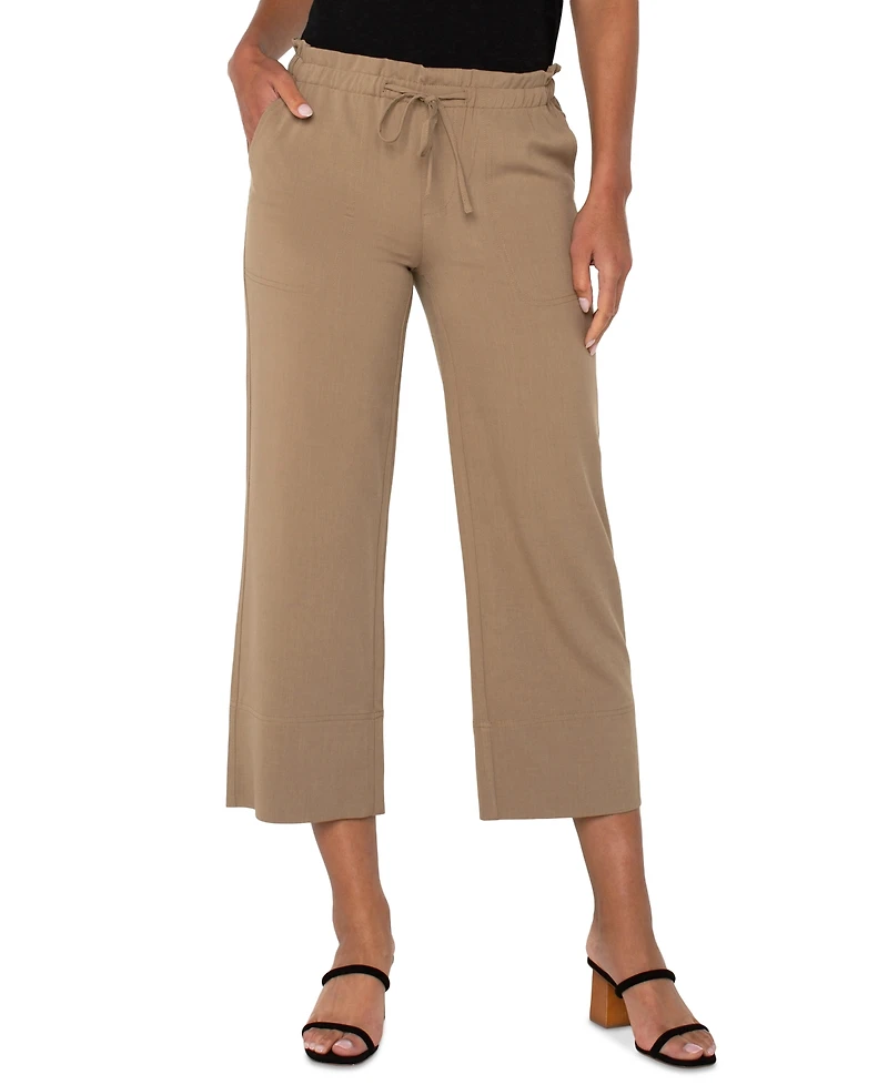 Liverpool Los Angeles Petite Cropped Pull-On Wide-Leg Pants