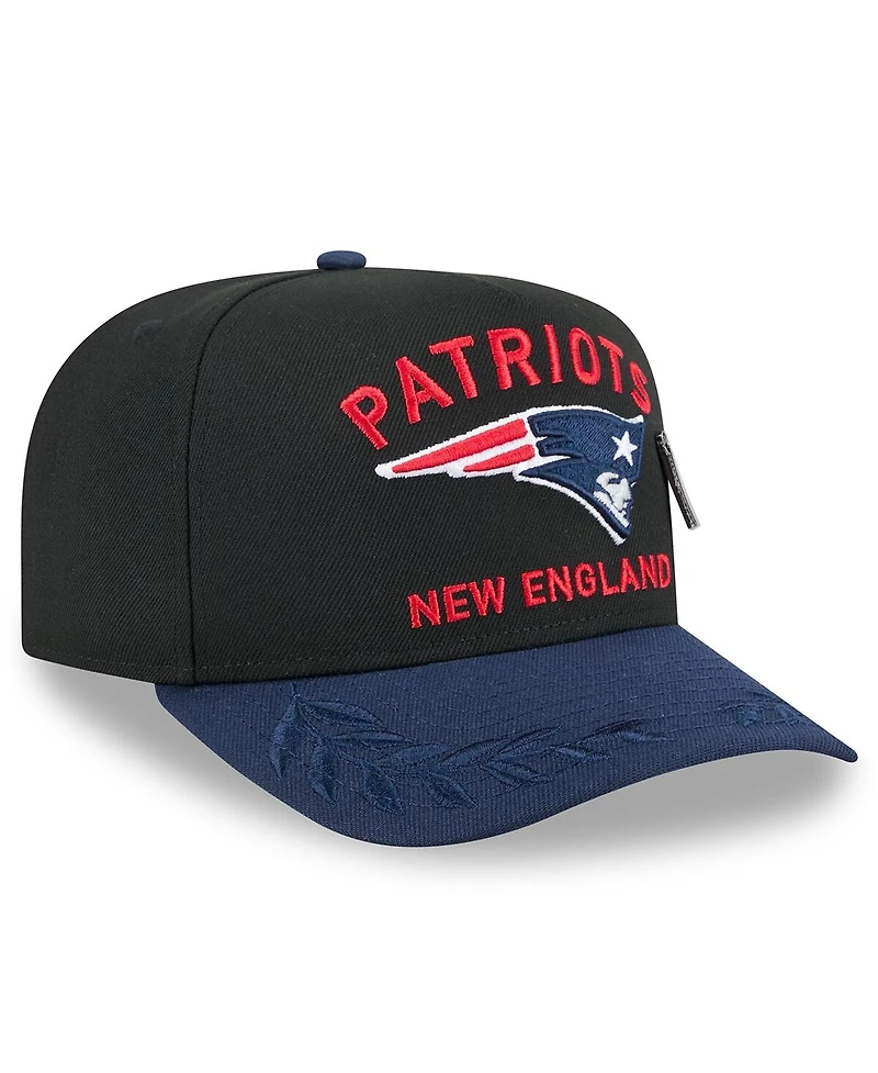 New Era Men's Black/Navy England Patriots 2025 Nfl Draft On Stage A-Frame 59FIFTY Fitted Hat