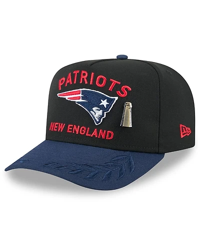 New Era Men's Black/Navy England Patriots 2025 Nfl Draft On Stage A-Frame 59FIFTY Fitted Hat