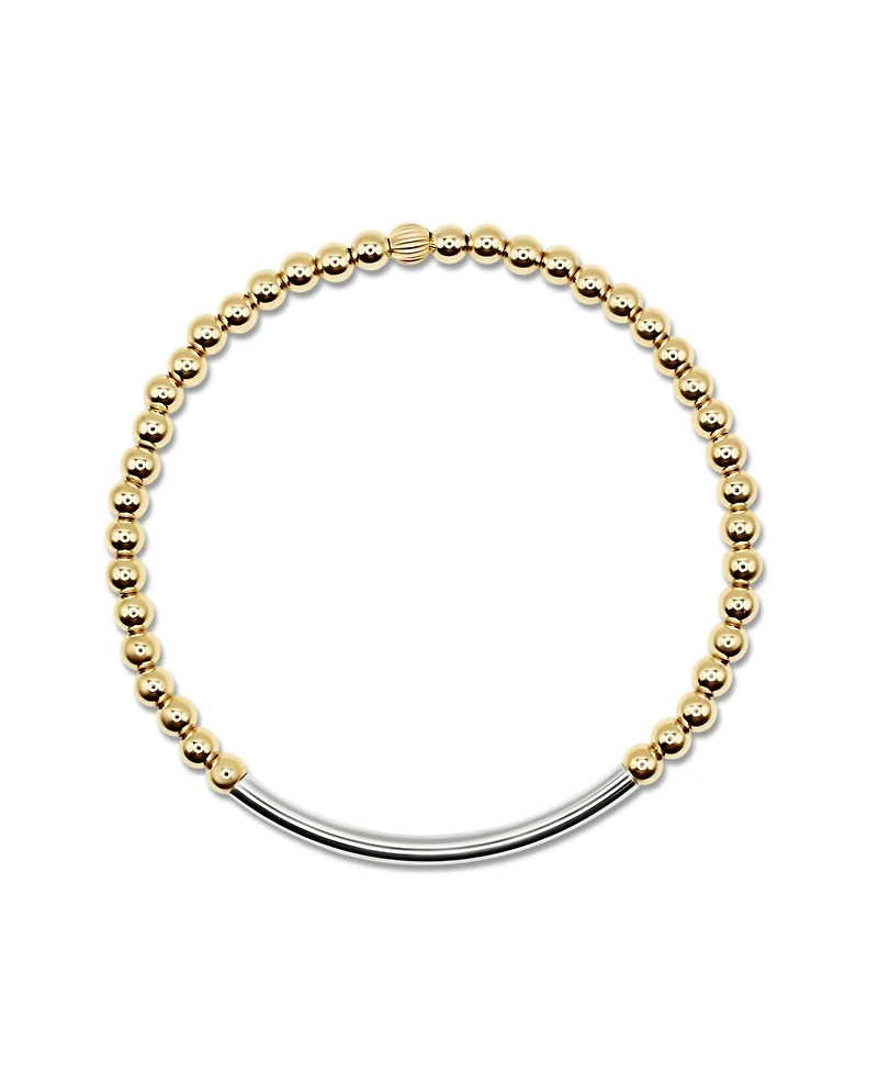 Non-Tarnishing 4mm Gold Filled Ball and Sterling Silver Tube Stretch Bracelet