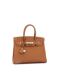 Pre-Owned Hermes Birkin 30 Handbag Brown Maurice with Palladium Hardware