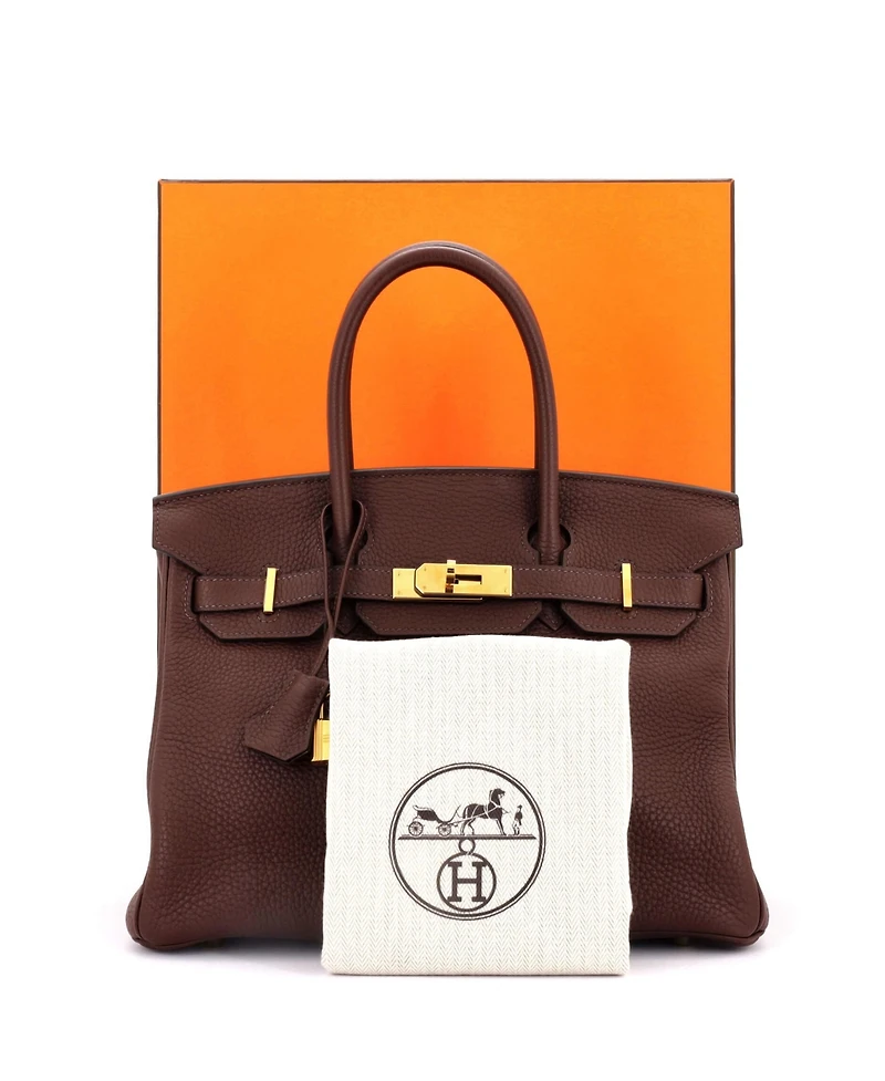 Pre-Owned Hermes Birkin 30 Handbag Clemence with Gold Hardware