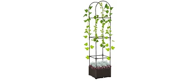 69 .75 in x 15.75 in Outsunny Raised Garden Bed with Trellis, Self-Watering Planter Box