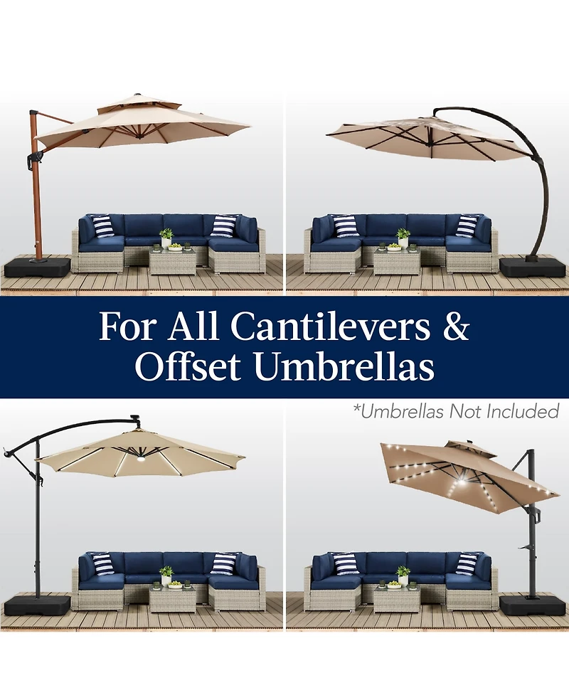 Best Choice Products 330lb Capacity Fillable Heavy-Duty Outdoor Cantilever Umbrella Base w/ Easy-Fill Spouts