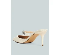 Greta Diamante Embellished Kitten Heel Mules