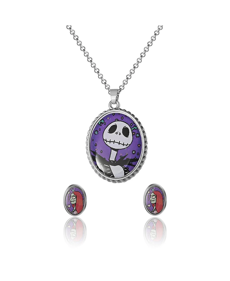 Nightmare Before Christmas Jewelry Set - Jack & Sally Necklace and Earrings