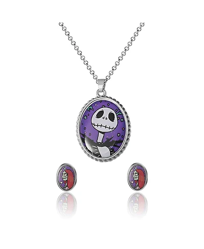 Nightmare Before Christmas Jewelry Set - Jack & Sally Necklace and Earrings