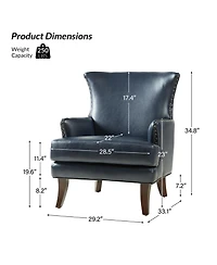 Hardamon Contemporary Leather Arm Chair with Nailhead Trim