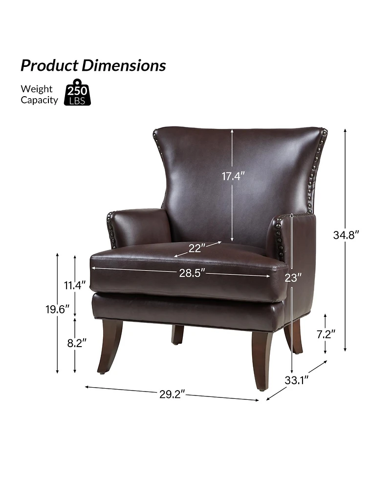 Hardamon Contemporary Leather Arm Chair with Nailhead Trim