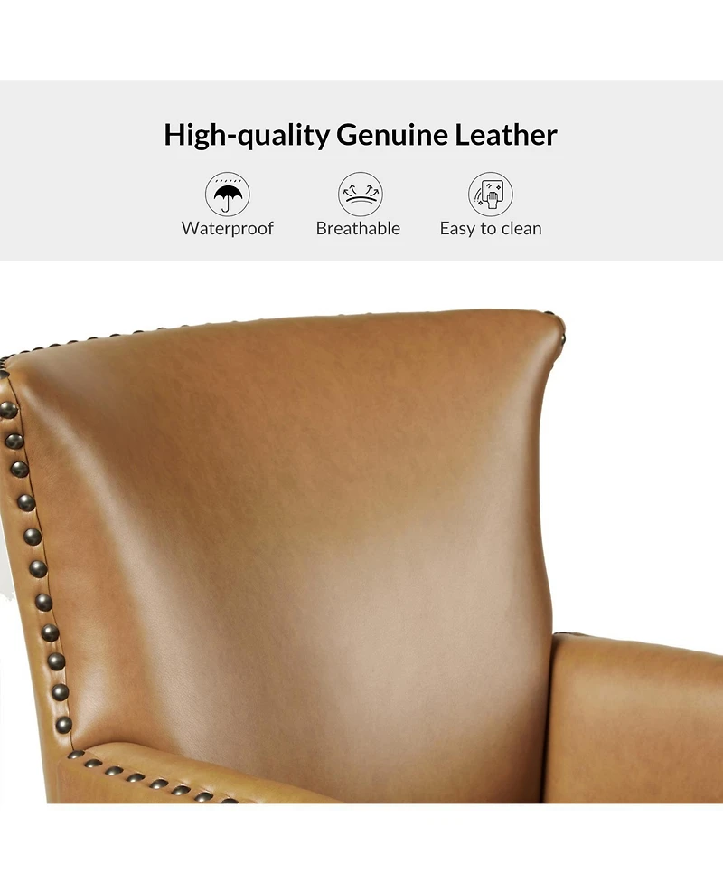 Hardamon Contemporary Leather Arm Chair with Nailhead Trim