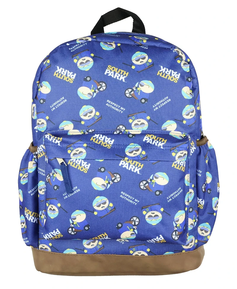South Park Cop Cartman Respect My Authority Travel School Dual Compartment Backpack For Daily Use